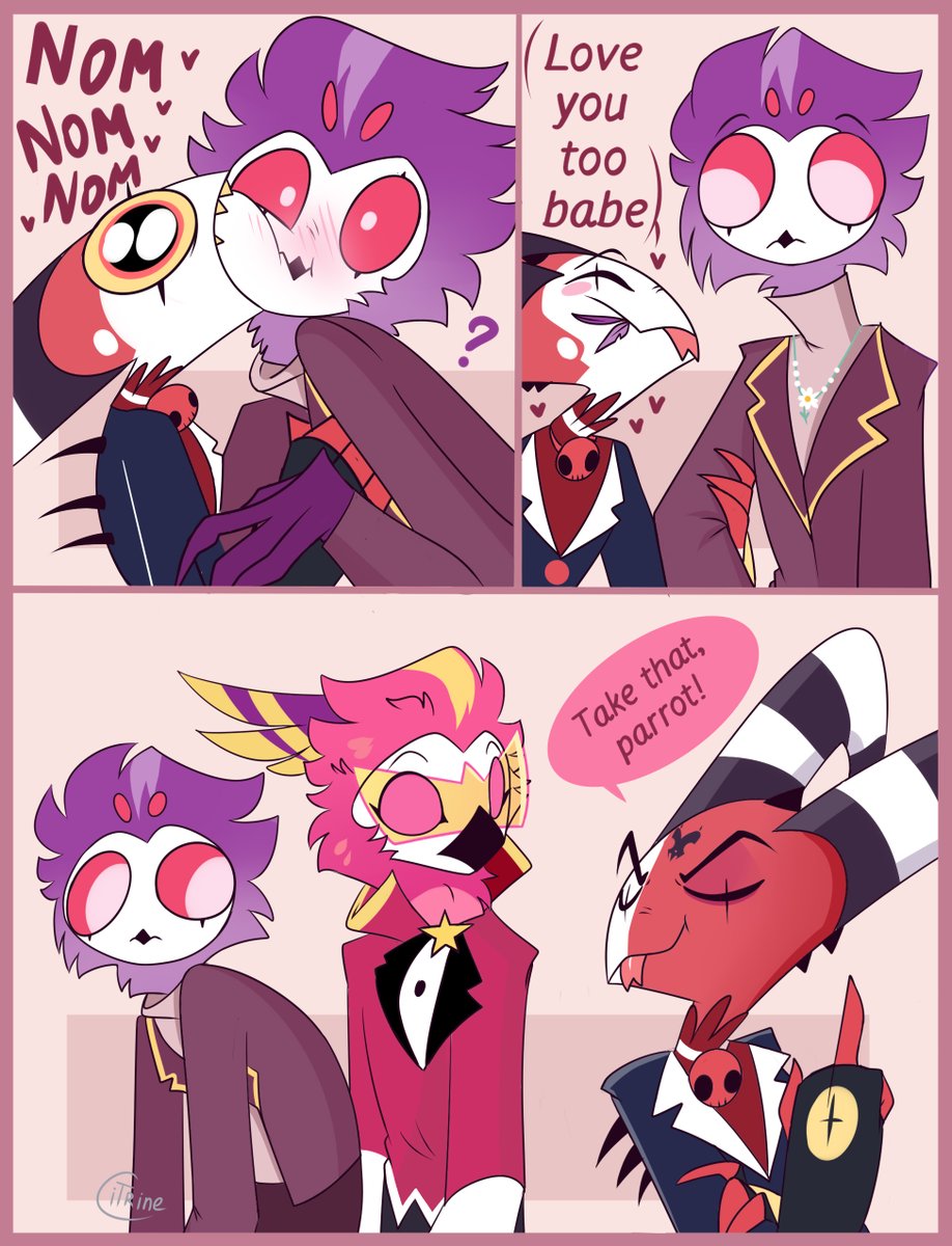 Blitzy, you're so cute, but you're not a bird, you're a lizard.Stolas loves you for being a lizard,be a lizard🦎💕
#HelluvaBoss #Stolitz #Stolas #Blitz #Vassago