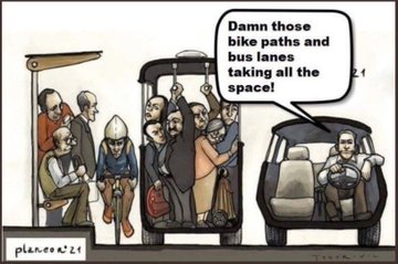 LLAG's tweet photo. @cityaestheticss The biggest problem with the private car is that it is private. Therefore we only move one person per 5 seats.
We don't share our cars. 
We don't share our rides. 
We are moving empty cars. https://t.co/w01X88FRDN