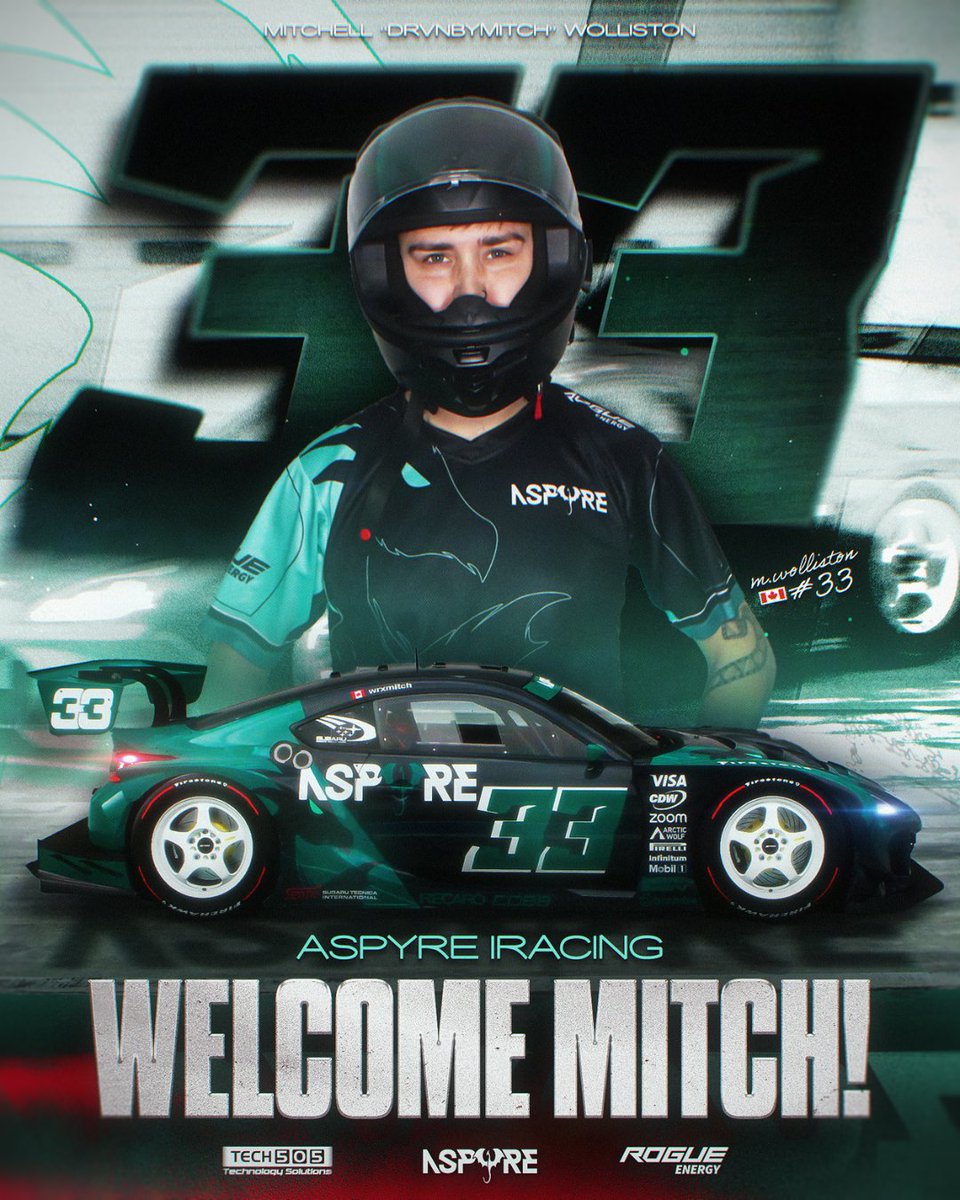 🏁ASPYRE GOES IRACING🏁

Look both ways. Mitch (<a href="/DrvnByMitch/">DrvnByMitch</a>) Wolliston is on the track, and he's gunning for P1‼️

Be sure to stay tuned for updates following the 33.

 #A4G🐉 #iRacing🏎 #Esports🎮