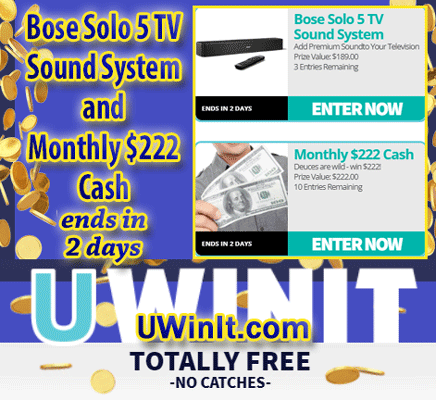 📺🎶Bose Solo 5 TV Sound System AND 💸💸Monthly $222 Cash ends in 2 days!⌛

😎If you enter, you can Win It!
👉 ow.ly/Pnfa50Y64O4
