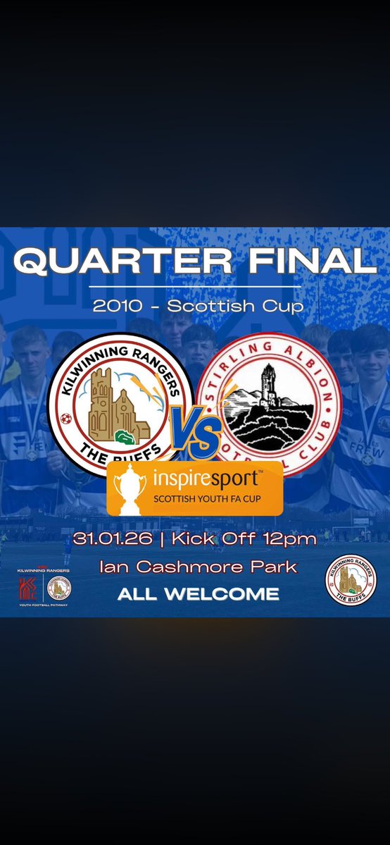 All support welcome tomorrow for our Buffs 2010s in the Scottish Cup Q/F #COYB <a href="/steadythebuffs/">Kilwinning Rangers</a>  <a href="/KilwinningSC/">KilwinningSportsClub</a> <a href="/Kilwinning_Acad/">Kilwinning Academy</a>