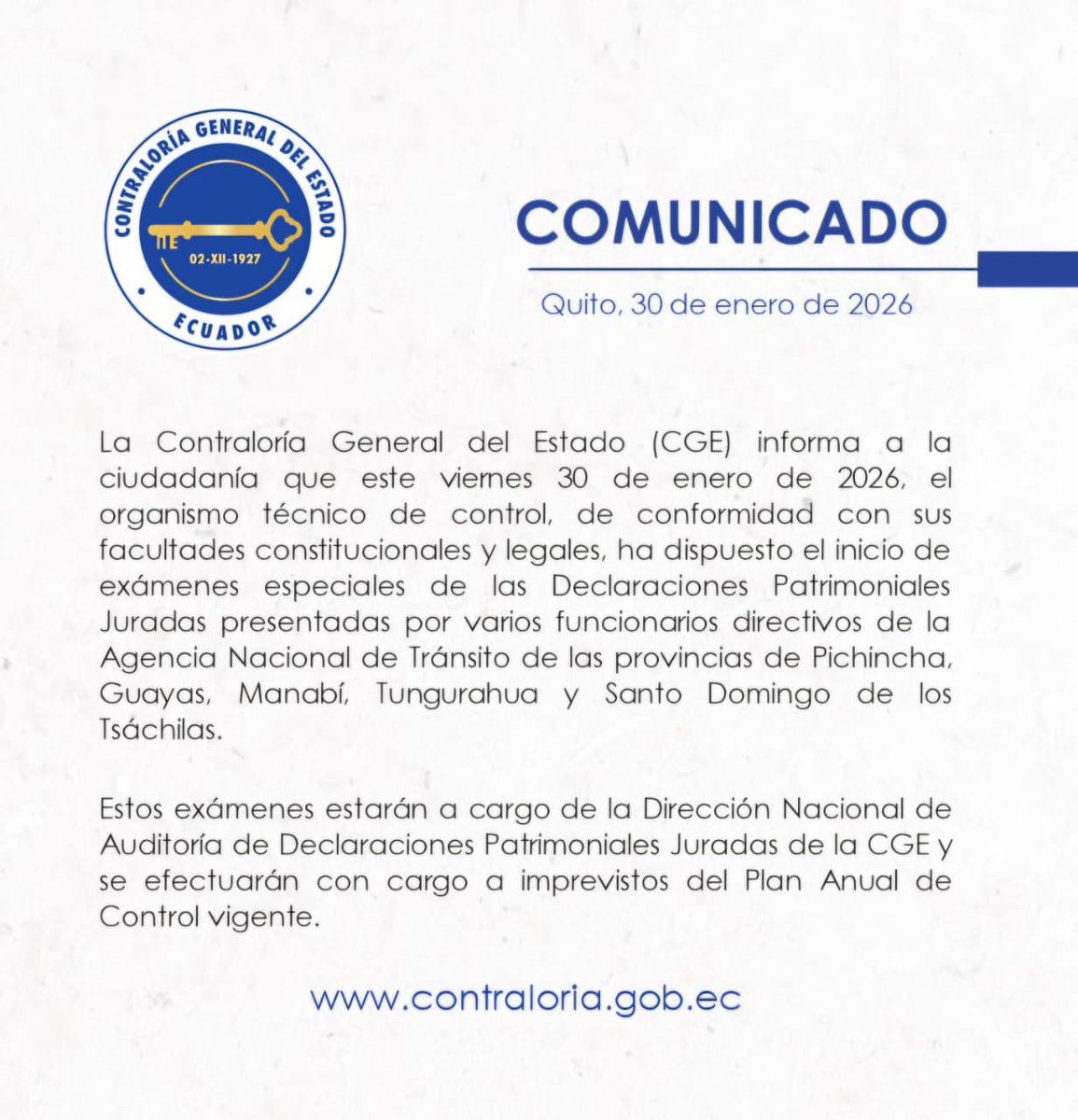 ContraloriaECU's tweet photo. 📢 #ComunicadoOficial https://t.co/v0TqCwXnHl