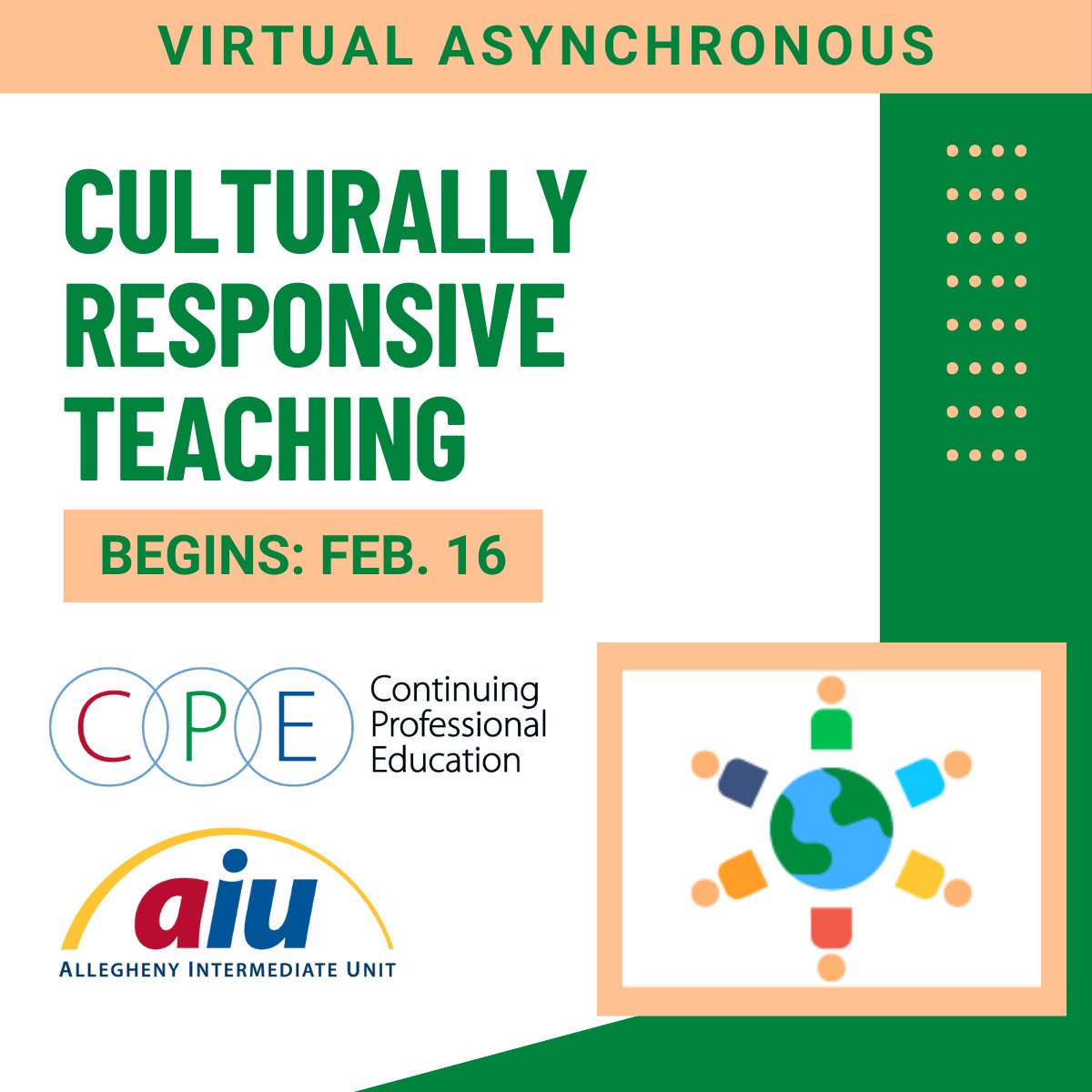 AlleghenyIU's tweet photo. Enhance your teaching skills and create an inclusive classroom environment by embracing culturally responsive teaching! 

Register today: https://t.co/7fntC7ElQ3 https://t.co/iw99oL8gSF
