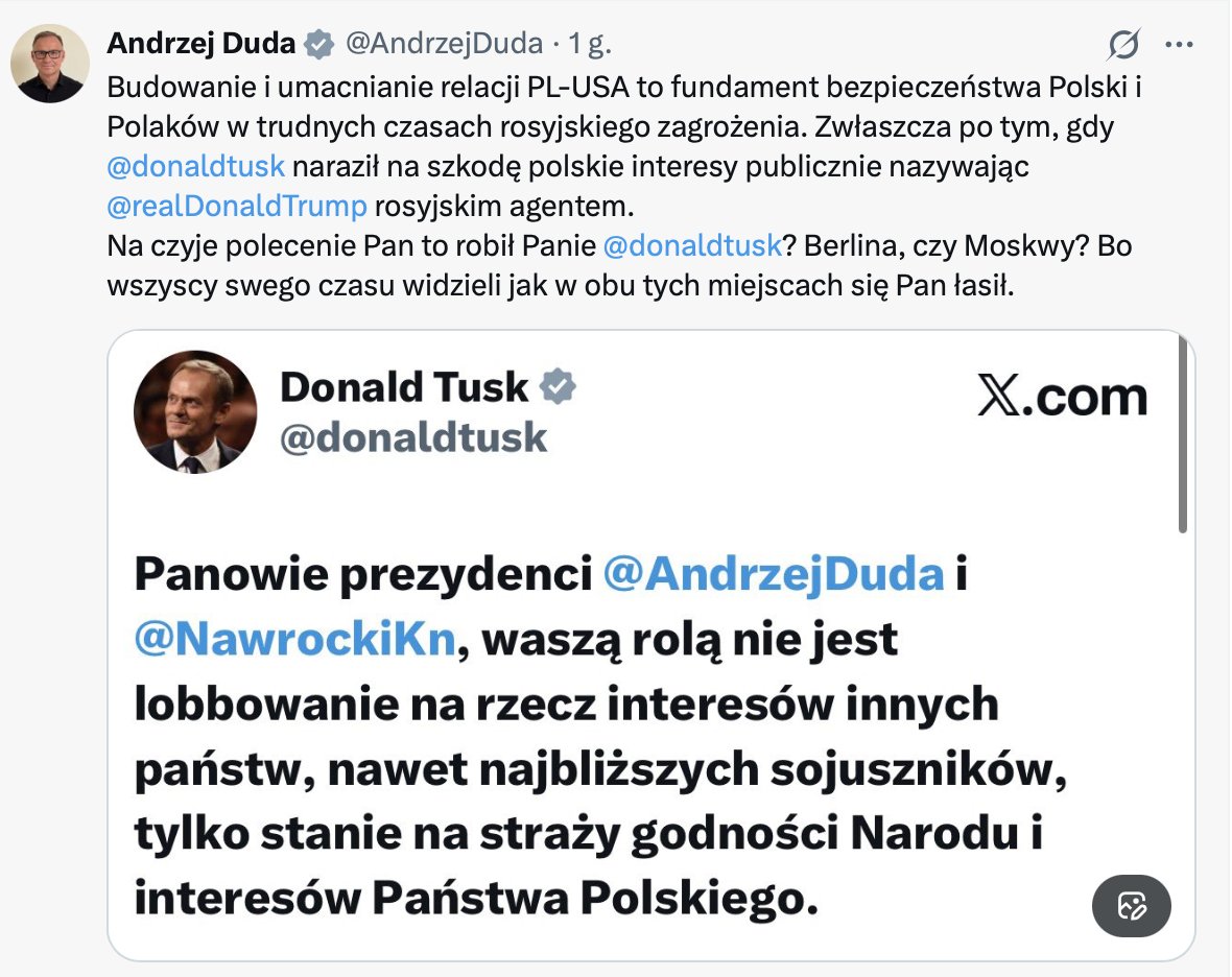 Andrzej Duda do Tuska: "Na czyje polecenie Pan to robi? Berlina czy Moskwy? Bo wszyscy swego czasu widzieli, jak w obu tych miejscach Pan się łasił"
🚜🚜🚜🚜🚜🚜🚜🚜🚜🚜🚜🚜🚜🚜🚜🚜