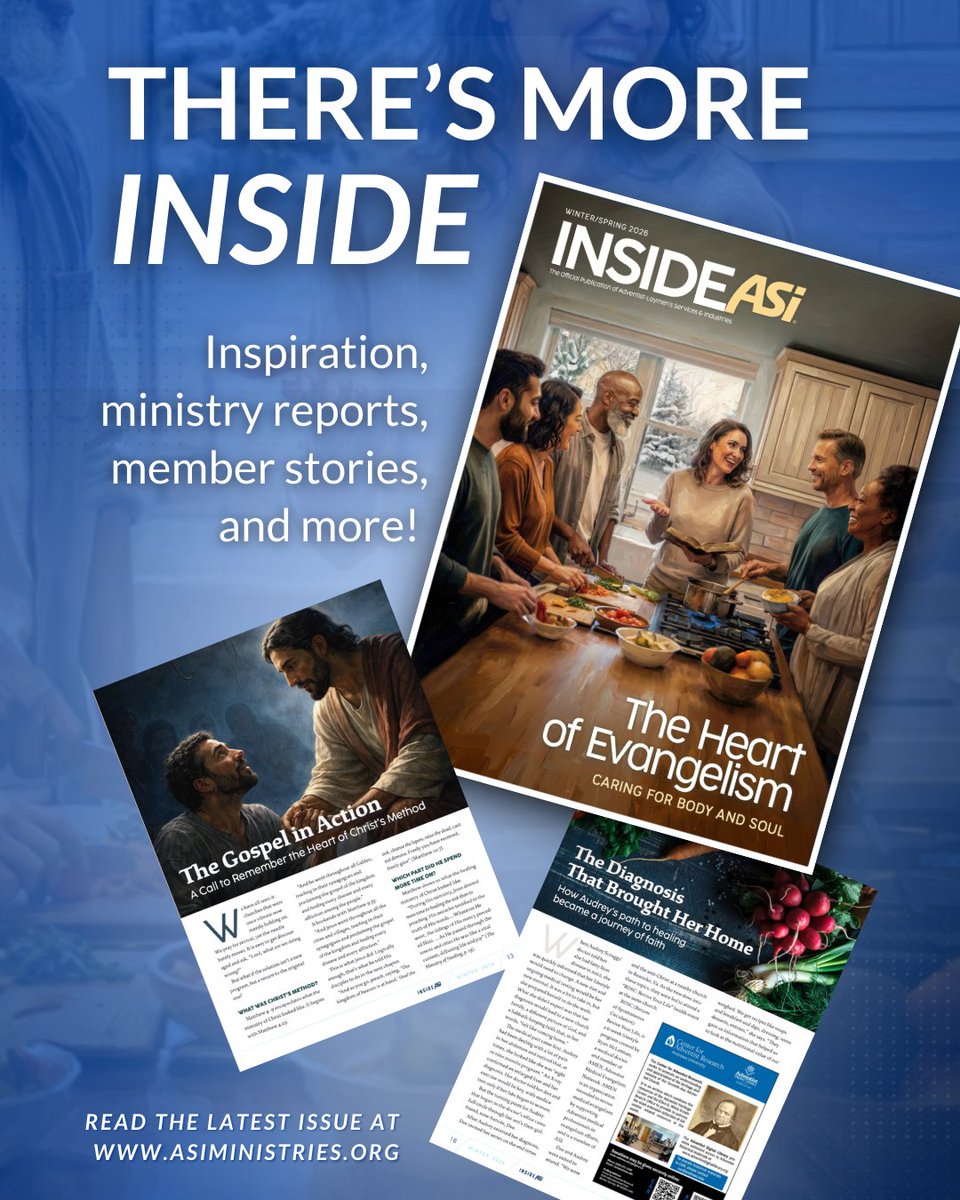 There's more inside! Stories of faith in action. Ministry that meets real needs. People using their gifts to serve Christ where they are. The latest issue of Inside ASI explores how health ministries continue to change lives. 

Read it here: asiministries.org/magazine