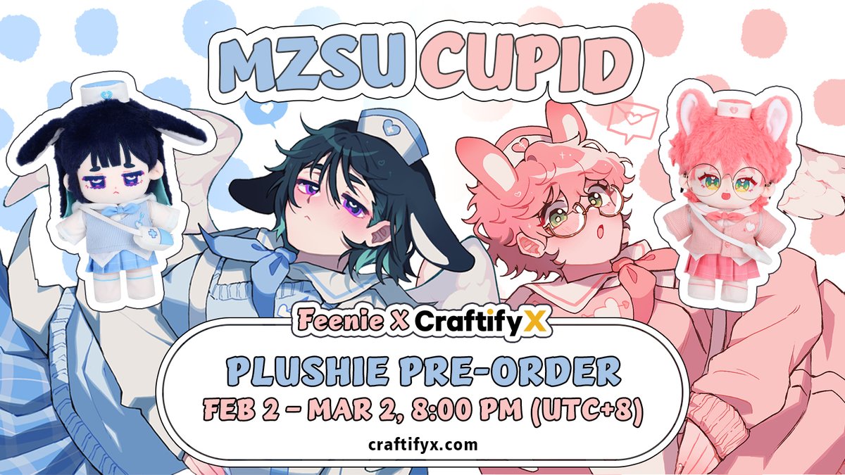 🌷 Pre-Orders OPEN 🌷

The MiziSua cupid plushie dolls are now available!
💖 Happy Valentine's month

🗓️ OPEN until Feb 2 - March 2
🛒linktr.ee/chicheesticks