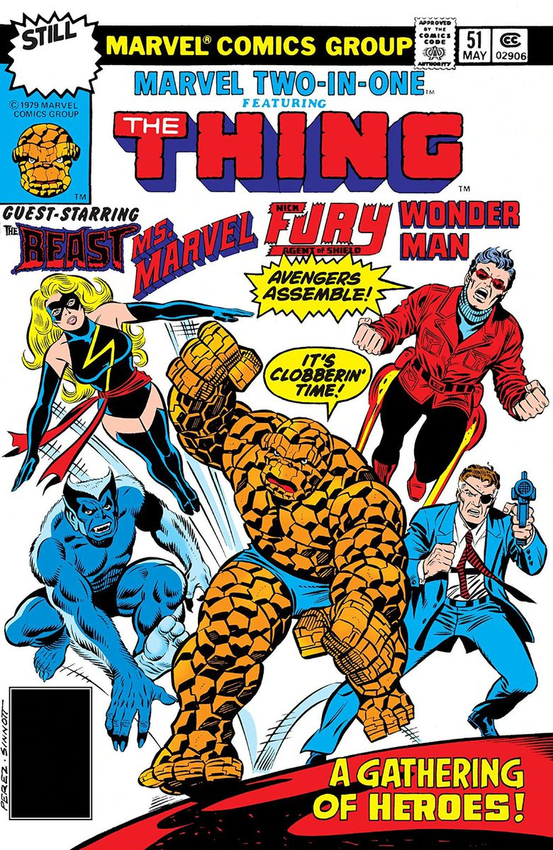 AustinGorton's tweet photo. 030 - Marvel Two-in-One #51 - 1/30/1979
Featuring some great figurework from Perez on the cover and one of Thing's semi-famous floating poker games on the inside!
Cover by George Perez. Interiors by Peter Gillis & Frank Miller
#XmenADay #XMen #XFactor40 #MarvelTwoInOne #Beast https://t.co/HaBezQDL7Q