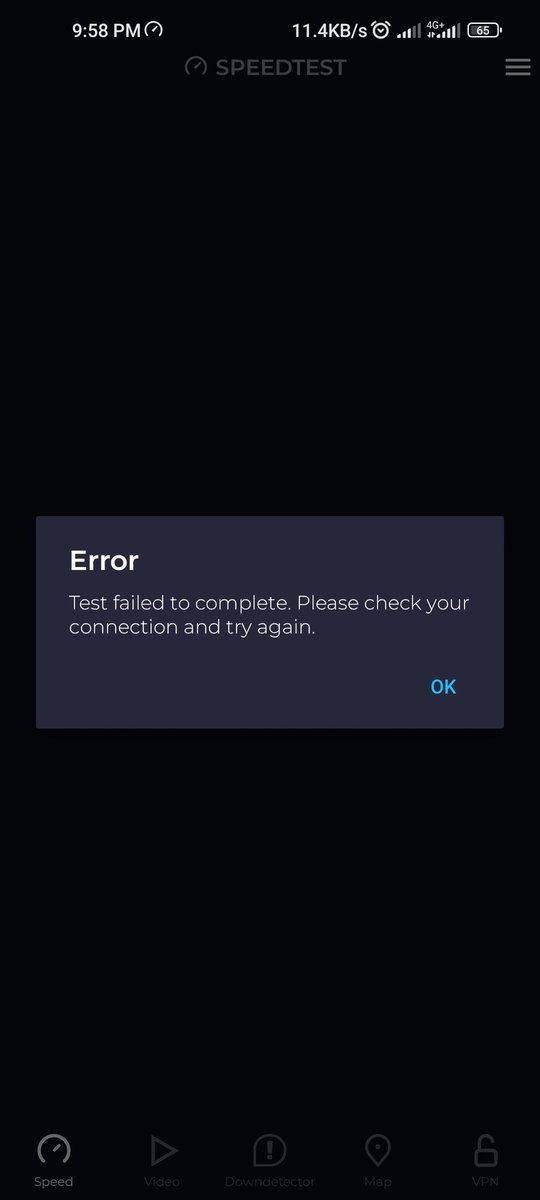 dashinvicky's tweet photo. Not even letting the speedtest to connect and run a speedtest. https://t.co/HnOCtvEZHI