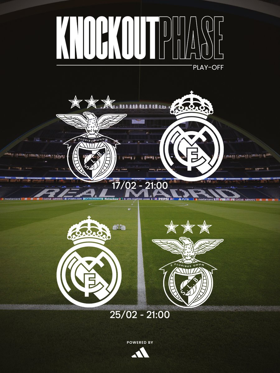 realmadrid's tweet photo. 🗓️ Estos son los horarios de nuestros partidos en el playoff de la Champions League.
@adidasfootball https://t.co/6iu8vAMFMf