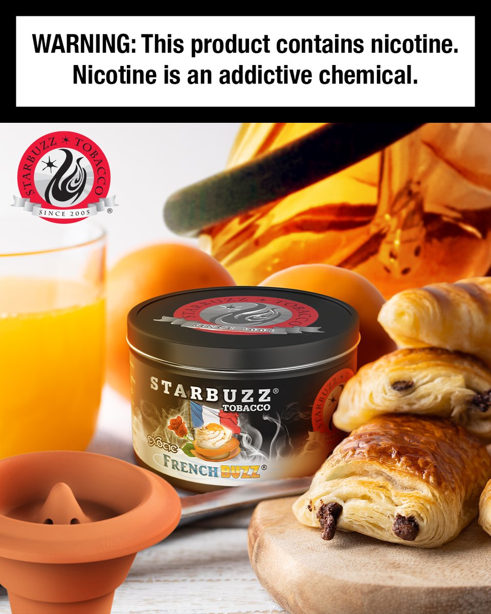 French Buzz® is a sophisticated #hookah flavor to complement simple morning breakfasts. 🍊🥐🍨

#smoke #shisha #theultimatehookahexperience #narguile #hookahlove #croissantday #croissant #goodmorning #breakfast #orange #oranges #creme #vanilla #cremedelacreme #orangecream