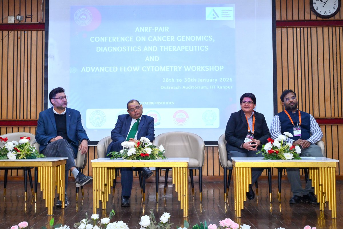 IITKanpur's tweet photo. IIT Kanpur hosted the @ANRFIndia –PAIR supported Conference on Cancer Genomics, Diagnostics &amp; Therapeutics, bringing scientists, clinicians, and academic leaders from across the country to strengthen collaborative cancer research. https://t.co/tOK4dGO5Ik