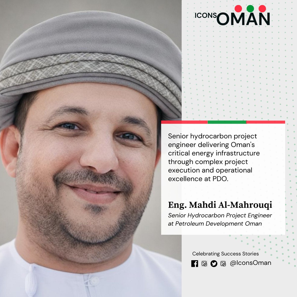IconsOman's tweet photo. Meet the leader Eng. Mahdi Al-Mahrouqi, Senior Hydrocarbon Project Engineer at Petroleum Development Oman.

Read More About @MMahdi1982 ;
https://t.co/918lwcM0cm https://t.co/wSajKdXkwD