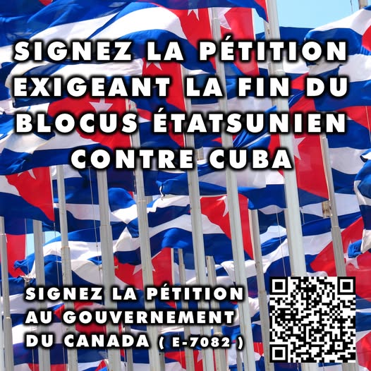 Signer la pétition exigeant la fin du blocus contre Cuba :
noscommunes.ca/petitions/fr/P…