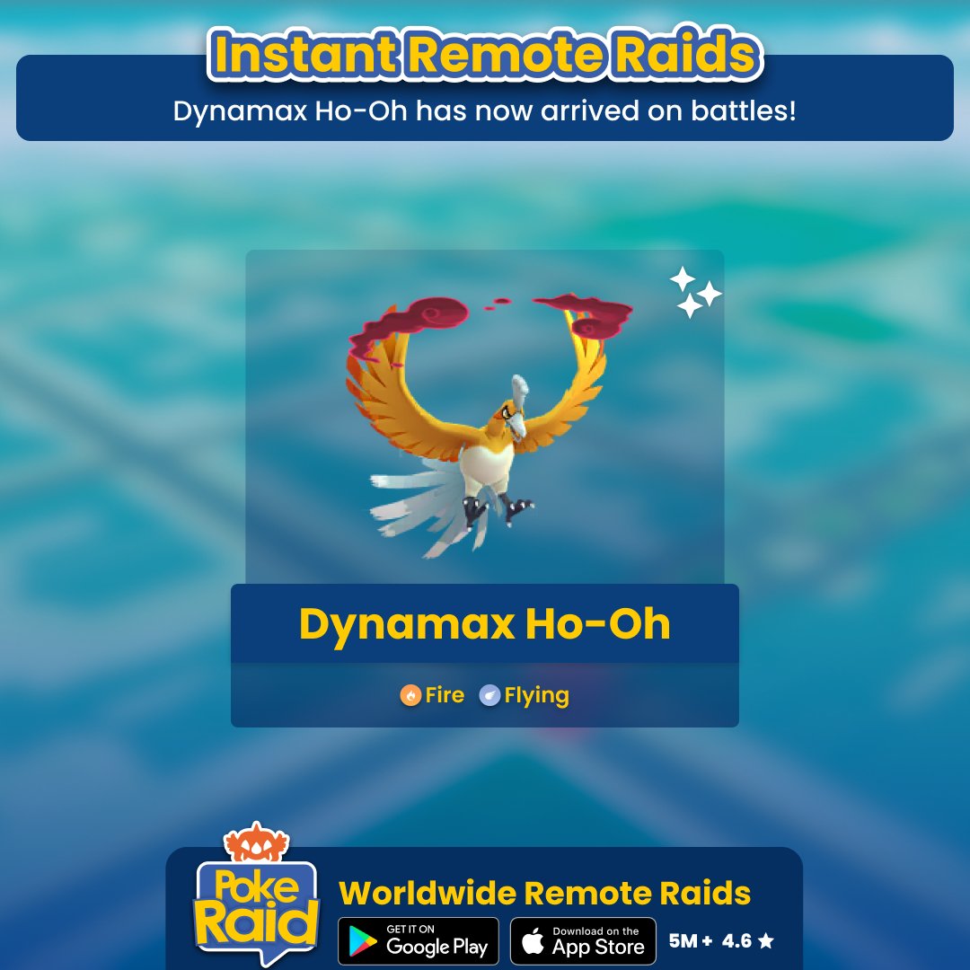 PokeRaidApp's tweet photo. #DynamaxHoOh has now arrived on #PokemonGoRaids! Open the #PokeRaidApp now and find a #RemoteRaid instantly.
#HoOh #Dynamax #Gigantamax #RemoteMax #MaxBattle https://t.co/FZWUQAYOeC