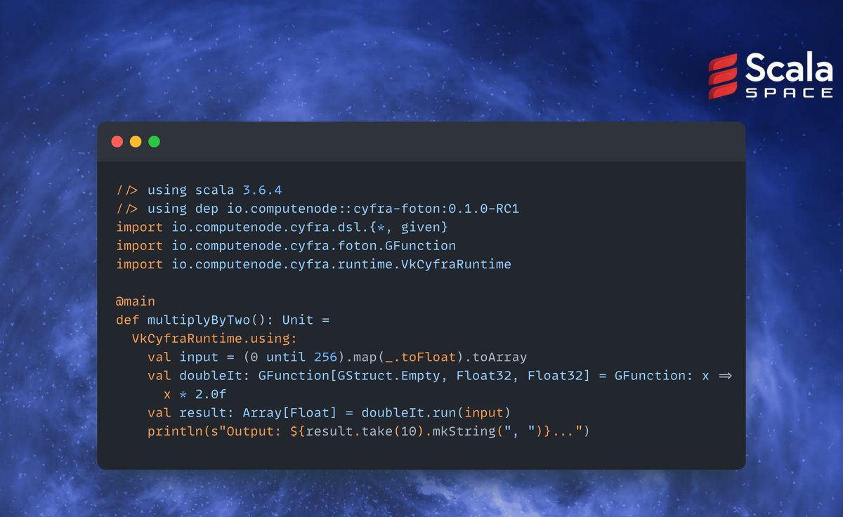 If you ever wanted to easily program on GPU with Scala in a functional way, your wait is over! Read more about on cyfra.computenode.io