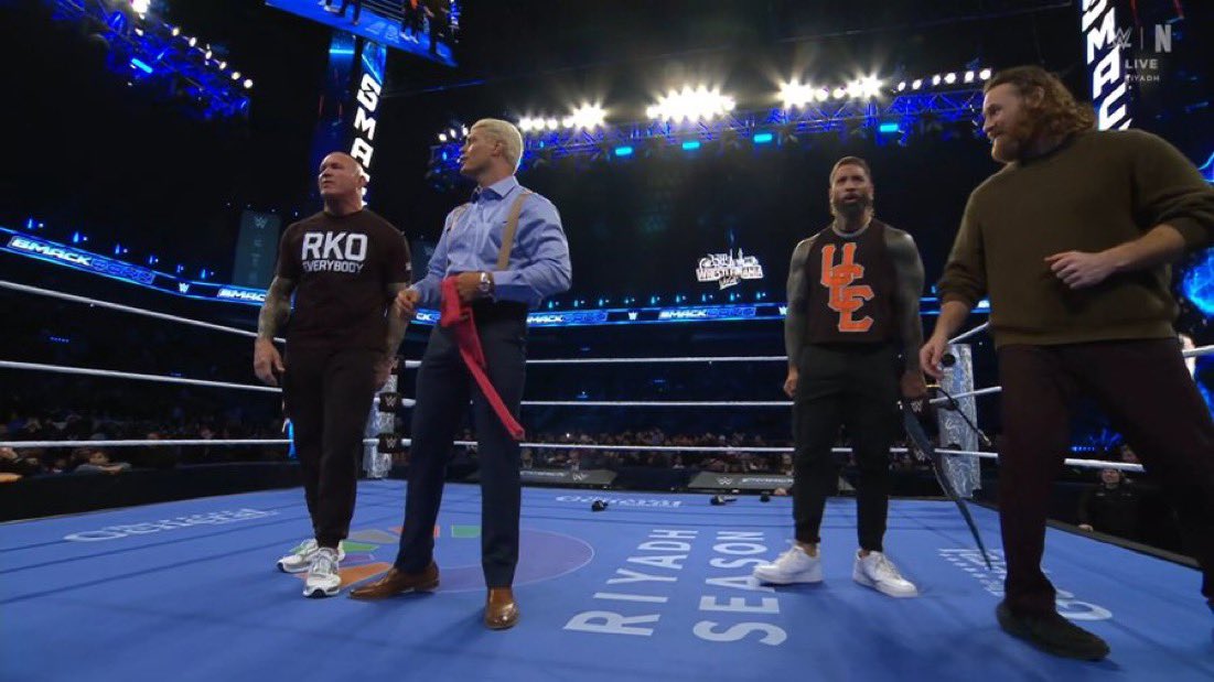 WrestlePurists's tweet image. 🚨 JUST ANNOUNCED 

The Vision vs. Cody Rhodes, Sami Zayn, Randy Orton and Jey Uso will be tonight’s main event

#SmackDown