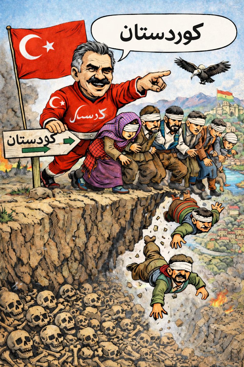 امروز، روژاوا به دستور اوجالان به عرب‌ها و ترک‌ها تسلیم شد.
پس از هزاران شهید، اوجالان و سگ‌های وفادارش روژاوا را به جولانی تحویل دادند.
اوجالان و سگ‌هایش، پژاک، دقیقاً همین هدف را در روژهلات دنبال می‌کنند.
از پژاک دوری کنید، به آن‌ها اعتماد نکنید.