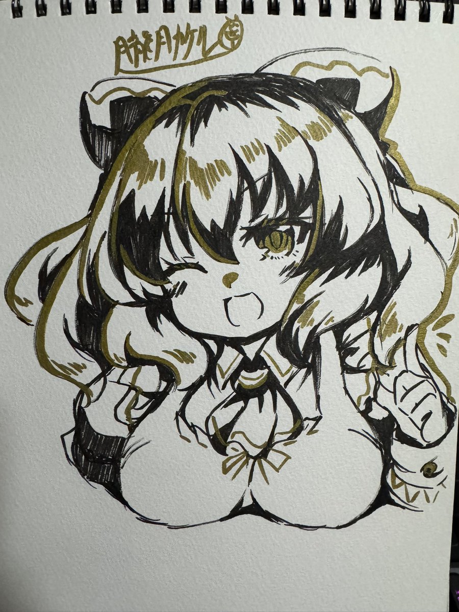 黒ペンと金ペン落書き 