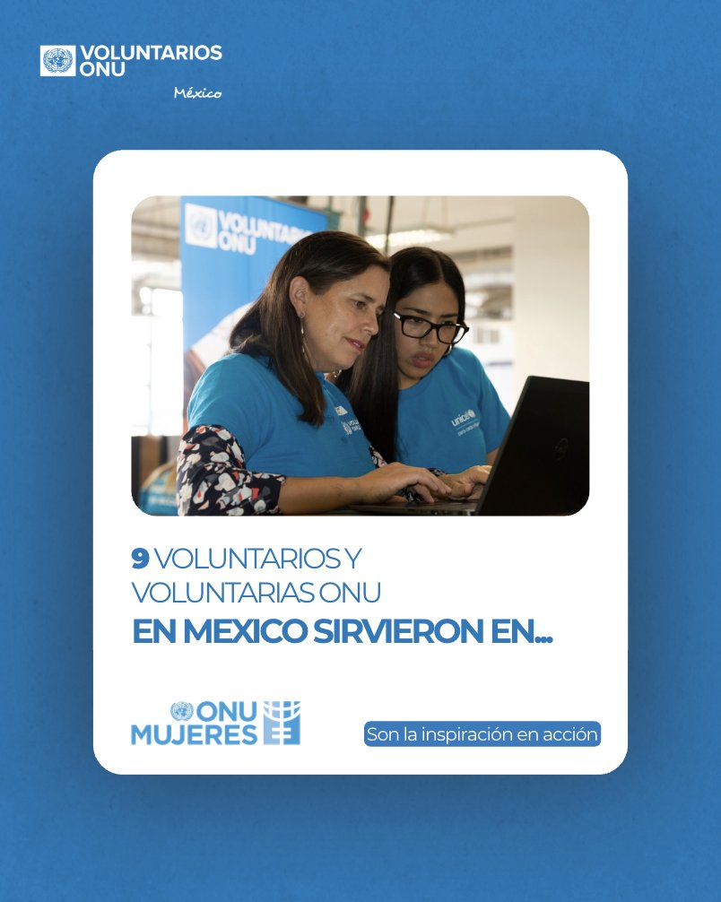 🔍 ¿Sabías que..

9️⃣Voluntarios/as ONU en México sirvieron en <a href="/ONUMujeresMX/">ONU Mujeres México</a> en 2025?

#VoluntariosONU #ODS