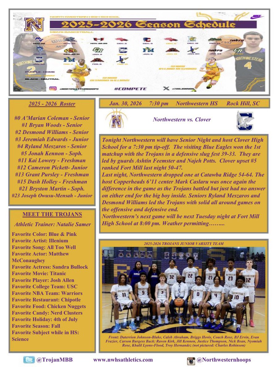 Northwestern Trojans Men’s Basketball tweet media