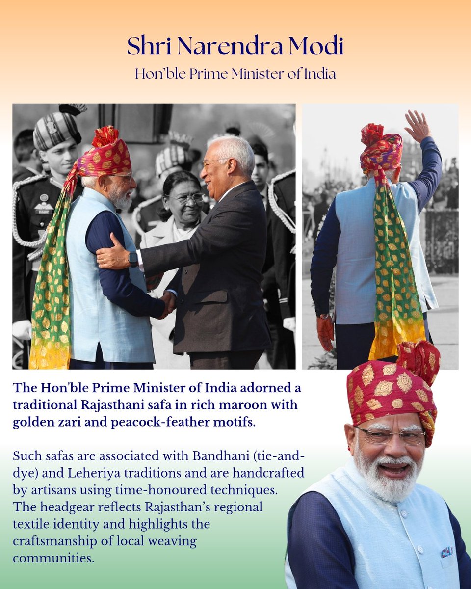 dchandlooms01's tweet image. A recap of the prominent presence of handloom traditions  during the Republic Day celebrations and associated ceremonies, as leaders adorned attire crafted by Indian weavers.  

#texmin #swadeshi #republicday #handlooms #textiles #handloomwear