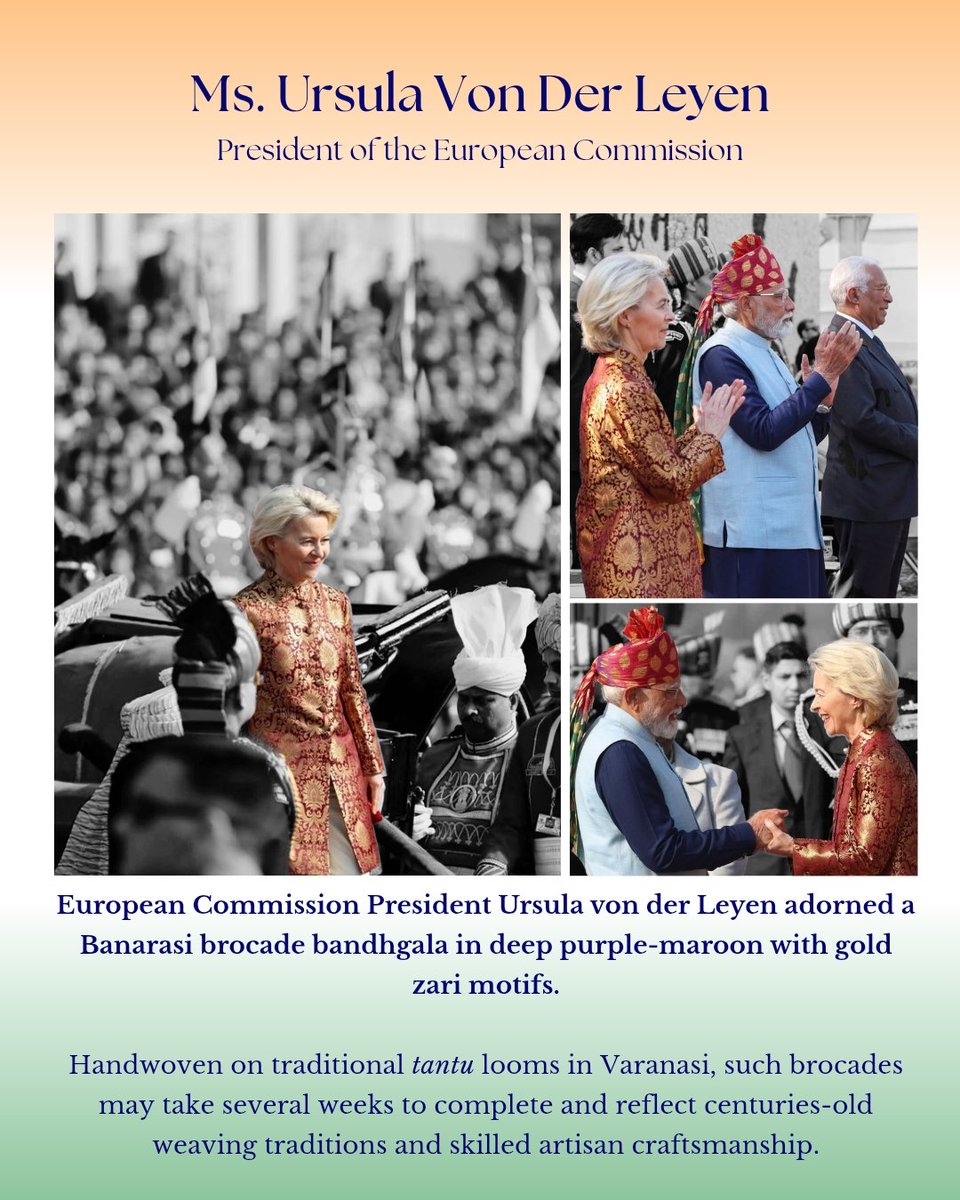 dchandlooms01's tweet image. A recap of the prominent presence of handloom traditions  during the Republic Day celebrations and associated ceremonies, as leaders adorned attire crafted by Indian weavers.  

#texmin #swadeshi #republicday #handlooms #textiles #handloomwear