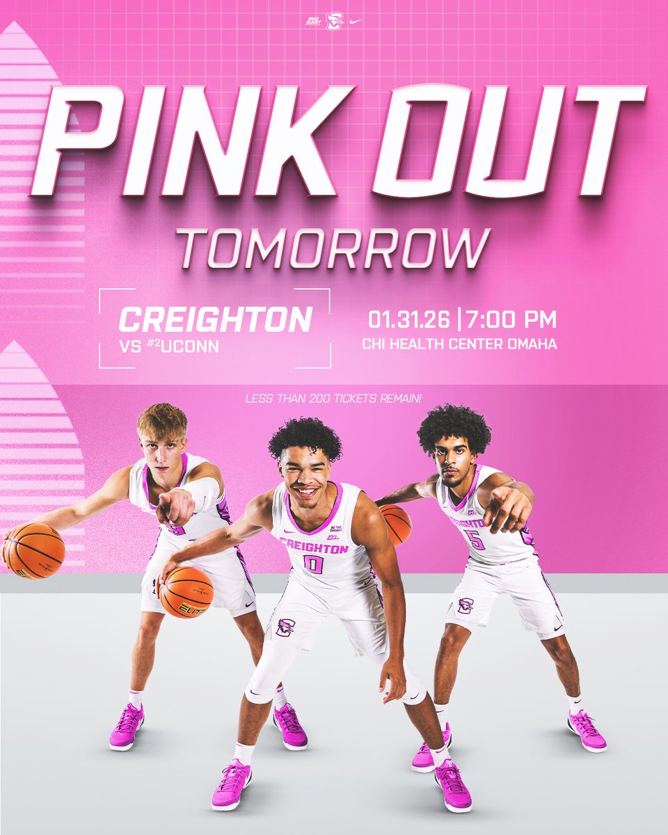 BluejayMBB's tweet photo. Our Pink Out is TOMORROW 💕
🎟️ https://t.co/MOHCZNA8Pd
#GoJays x #CreightonvsCancer https://t.co/l4x3sHV4rx
