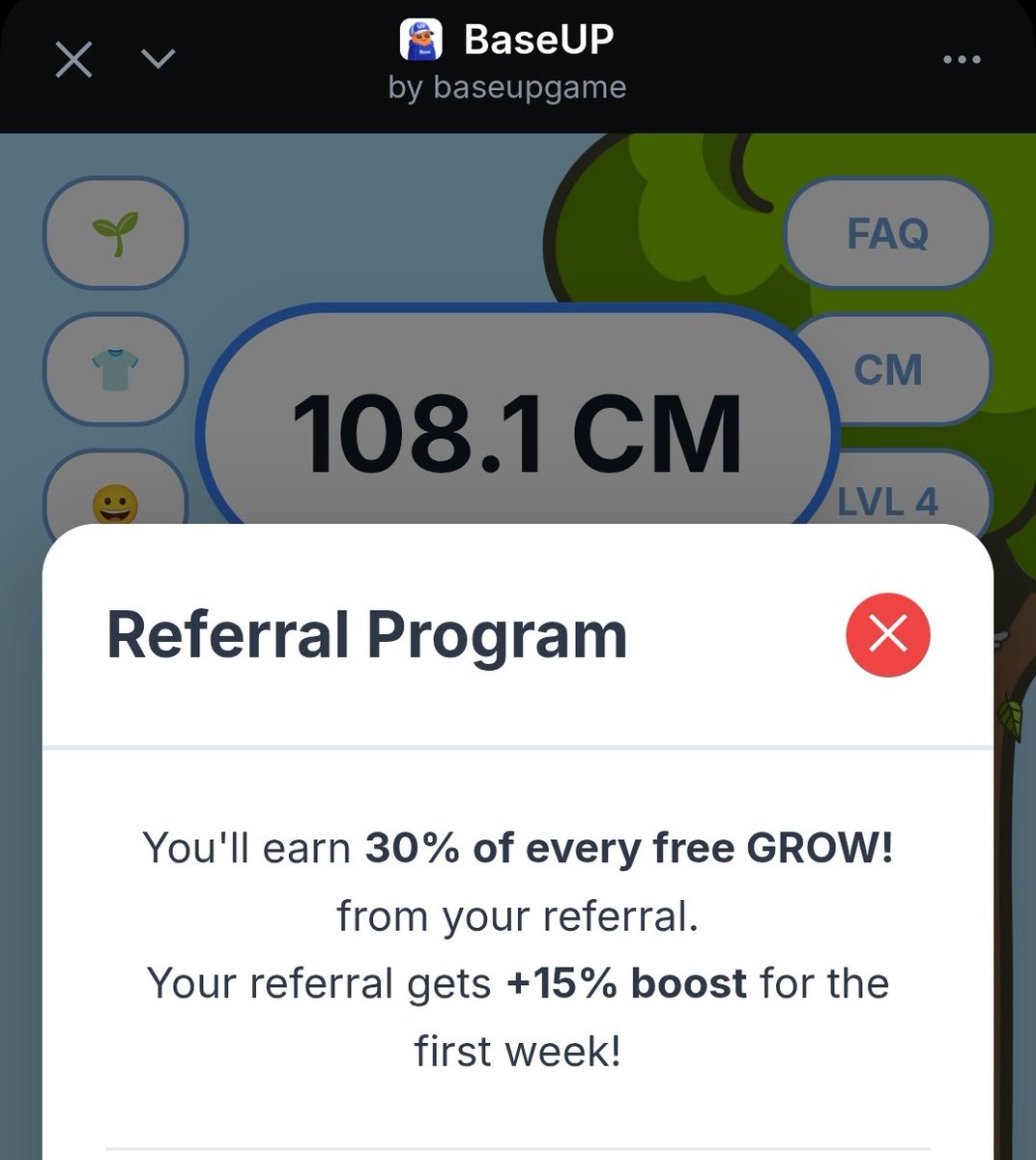 the banner has changed: "Airdrop Next Week". 🚨
with only 1,442 users in "BASEUP", the concentration of rewards is going to be insane.

time is running out to maximize your start:
1. use my link for a +15% GROWTH BOOST (this is critical for the first week).
2. abuse the "daily