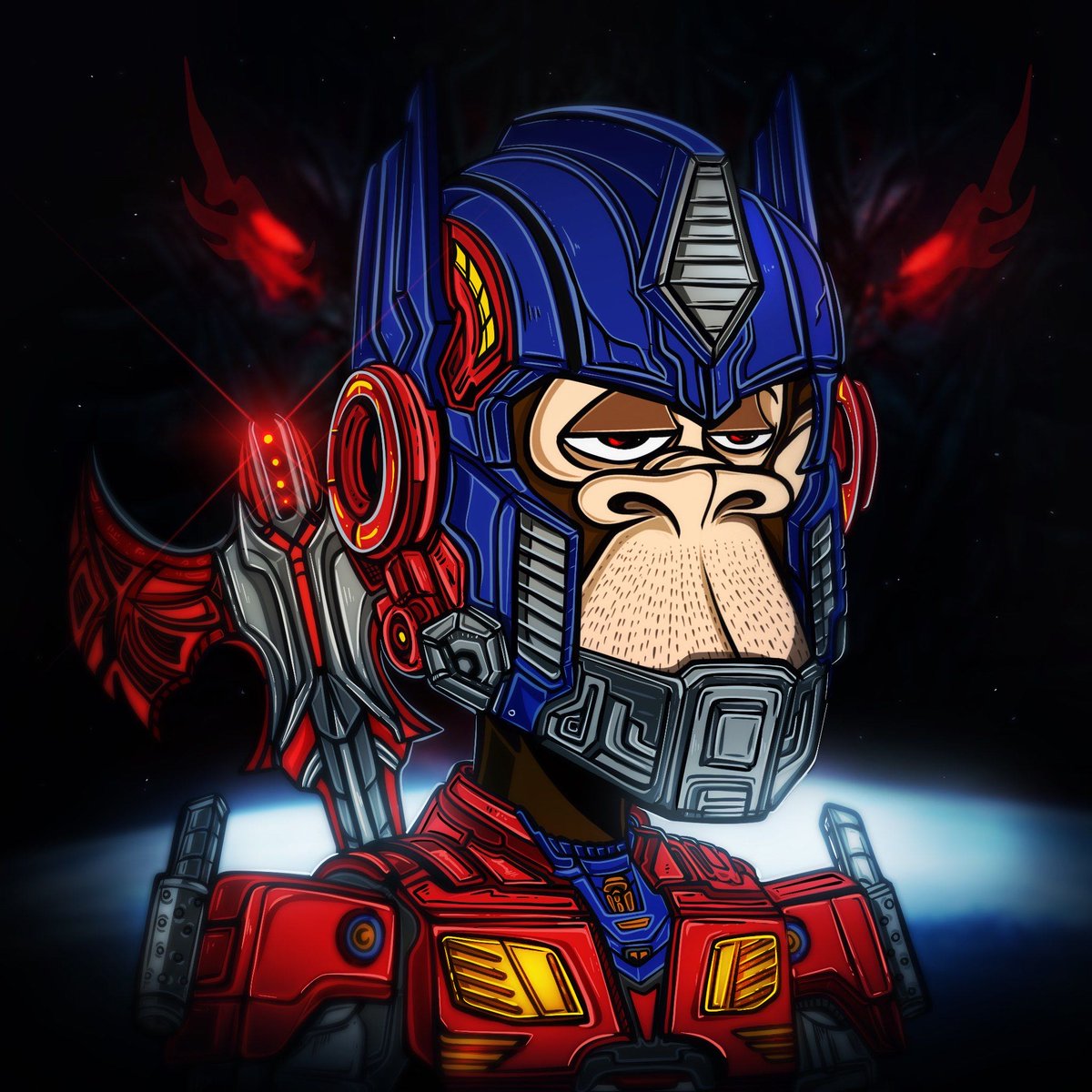 Never been this excited to work on a 1/1 for <a href="/BoredApeSolClub/">Bored Ape Solana Club</a> . <a href="/darkknight_2211/">DK | 🐐 | $PARAM | Spacecoin Cadet 🛰️</a> is the new OPTIMUS APE of the BASC ecosystem.