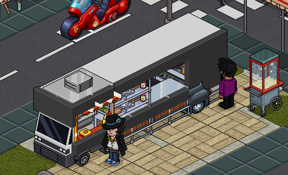 Se puede mejorar, pero no esta mal eh :) - No sé si les dije(ron) pero ando decorando por encargo, he hecho algunas salitas por ahi. Cualquier cosa por dm o contácteme directo en habbo @ PobodysNerfect 

Aqui probando como quedaba el foodtruck en el boulevard de <a href="/Fransoria74/">Fran Soria</a>