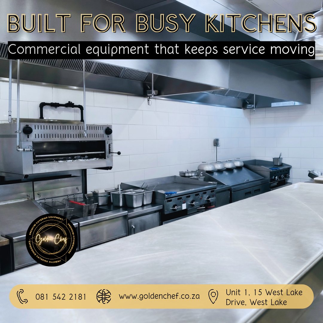 GoldenChefSA's tweet photo. Busy kitchens need equipment that keeps up.

Golden Chef supplies industrial-grade commercial kitchen equipment built for performance, reliability &amp; service flow.

Explore our full range 👉 https://t.co/eBpZHbv1uJ | 📞 081 542 2181
#GoldenChef #CommercialKitchen https://t.co/foAz6TEZrJ