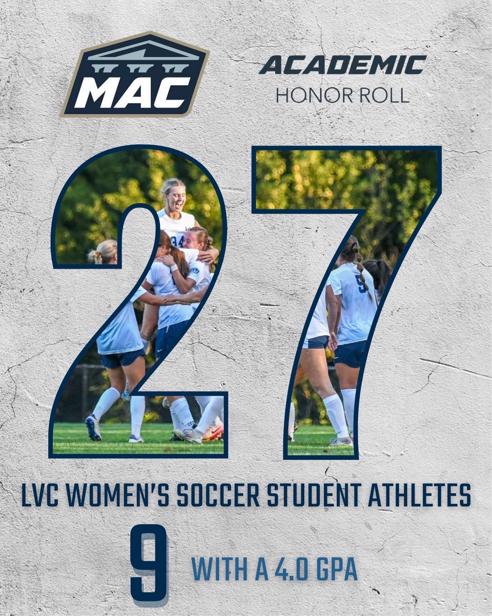 Academic excellence continues! 💙⚽ 27 of our 31 players earned a spot on the 2025 MAC Fall Sports Academic Honor Roll, and 9 finished with perfect 4.0 GPAs. So proud of this group! #lvc_ws lvc.edu