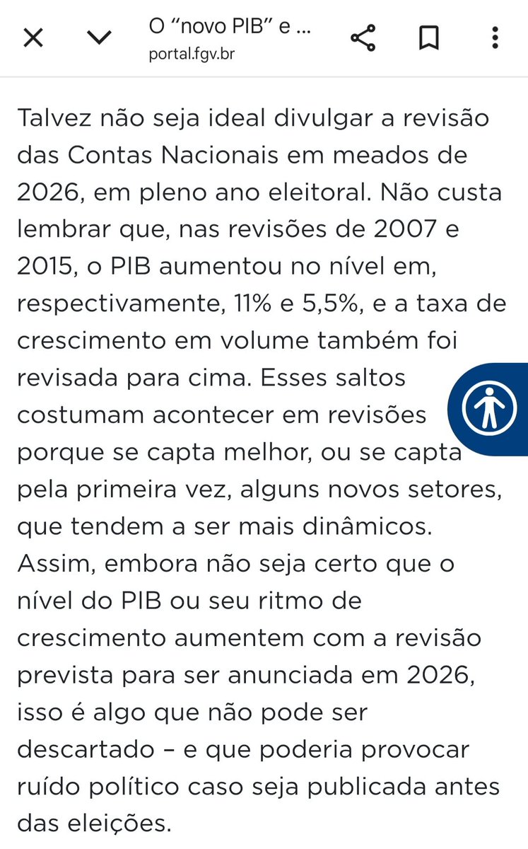 IMPORTANTE!
O problema no IBGE não tem a ver com as mudanças em si no cálculo do PIB, mas, como mostra a reportagem da FGV uma questão política. NÃO há manipulação de dados. Há alterações já iniciadas desde 2020 q serão feitas.