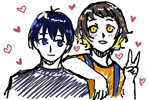 We're incredibly sorry for the late post 🥺 But thank you so so much for the bachisagi gimmick anon!!! They look very cute and in love, it's beautiful 🥹💚💛💚💛