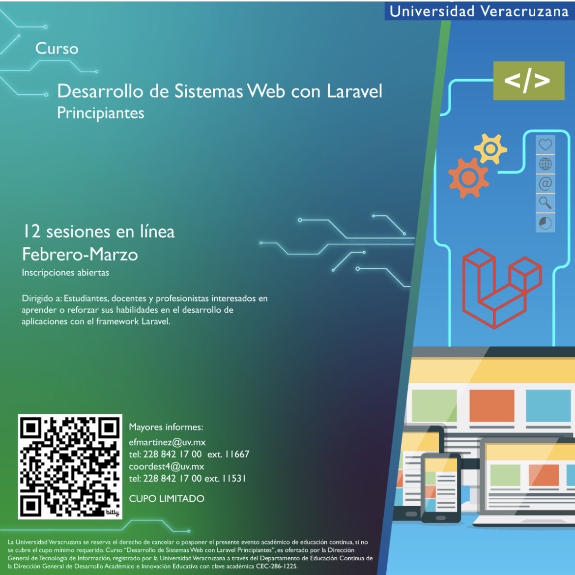 Crea aplicaciones web dinámicas y seguras | Curso práctico para principiantes | #ConocimientoTluv 
Liga: uv.mx/informatic/act…