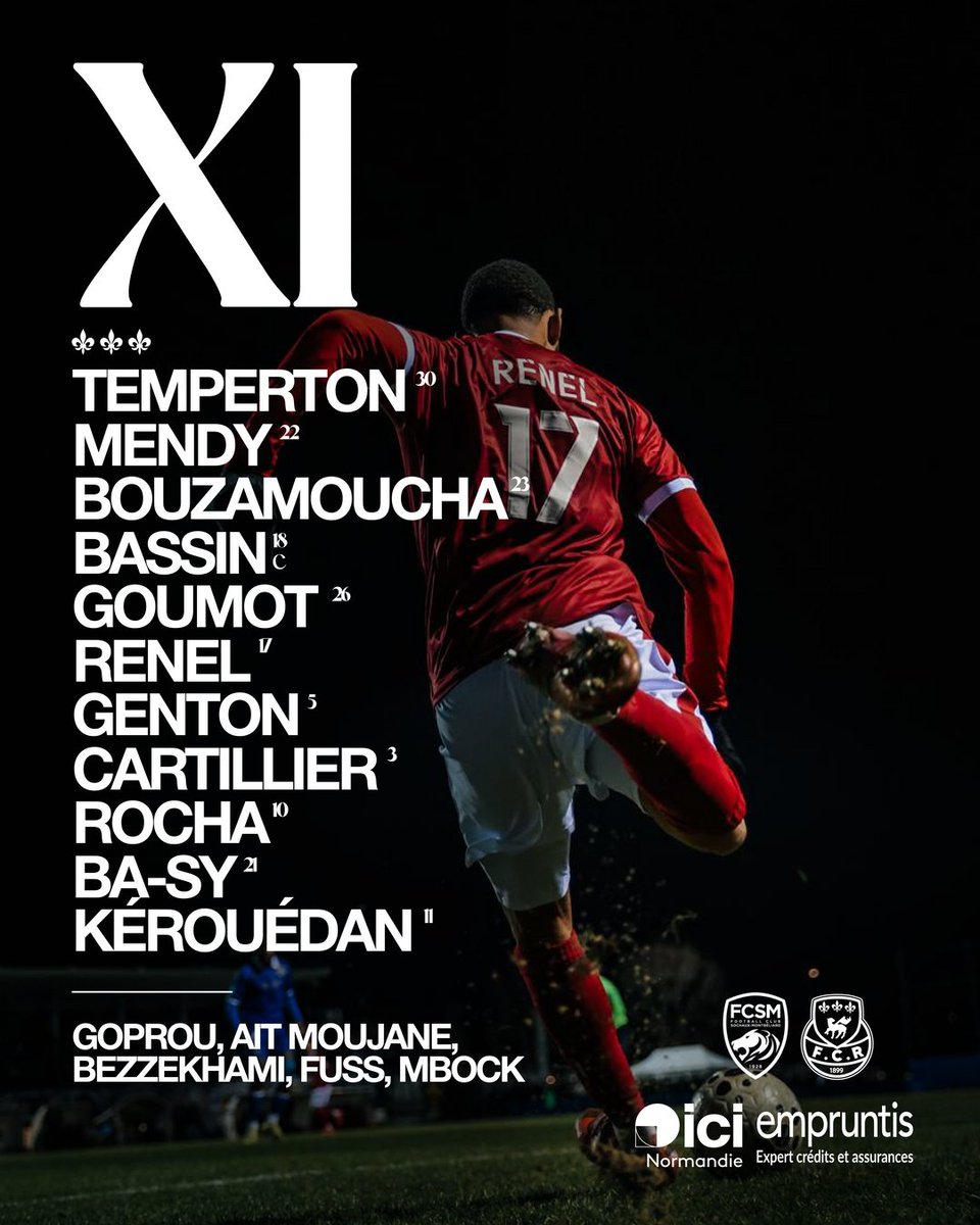 #FCSMFCR | 𝐋𝐞 𝐨𝐧𝐳𝐞

Le 1️⃣1️⃣ qui débutera ce soir contre Sochaux.
