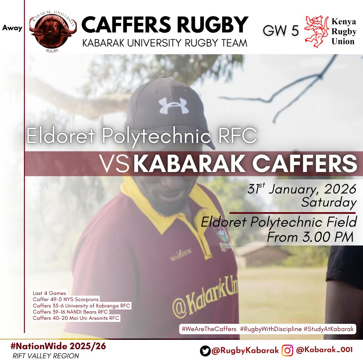 RugbyKabarak's tweet photo. Chamgei chebarbar caffers π. This weekend we are at the eldoret polytechnic to face The Technical guys. Come see the caffers get rough.
#KabarakRugby
#WeAreCaffers
#RugbyWithDescipline
#StudyAtKabarak
#RugbyKe https://t.co/pefXbd4HcP