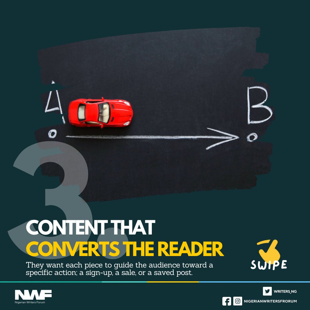 Writers_NG's tweet photo. 3. Content that converts the reader. https://t.co/g9BxohlV51