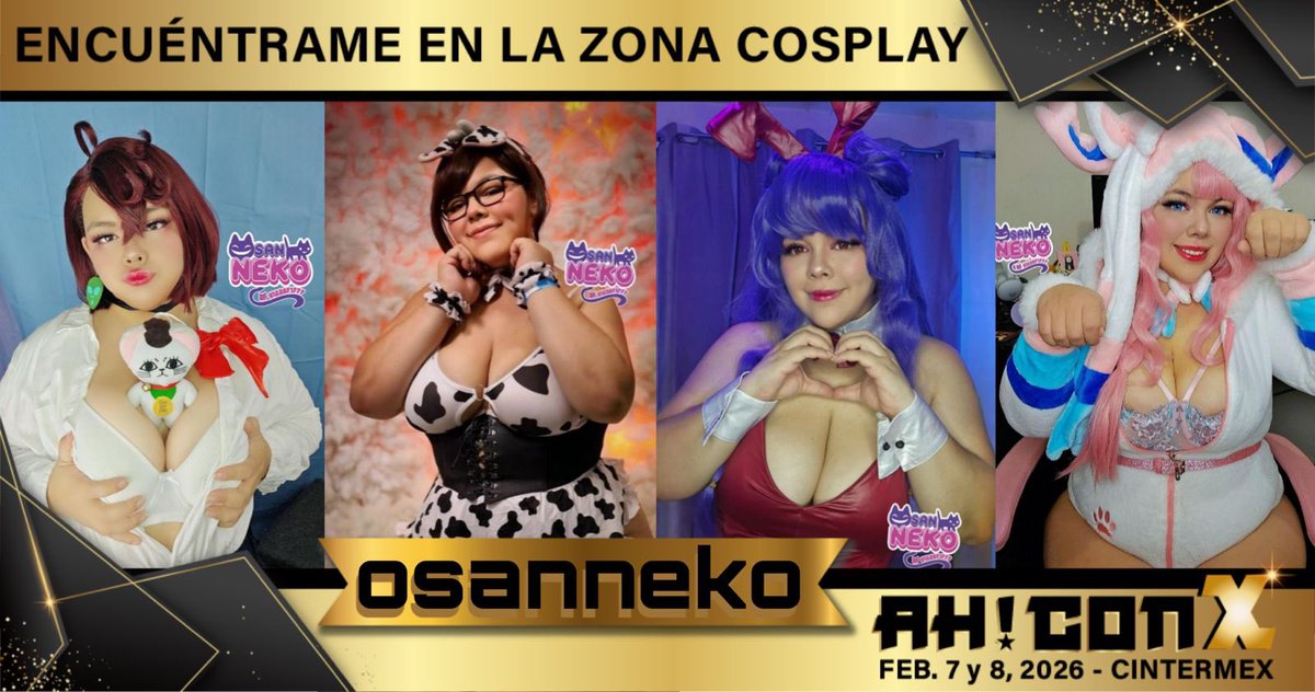 Conoce en la zona cosplay, este 7 y 8 de febrero en la AH!CONX a  <a href="/osanneko01/">Neko🐈‍⬛</a> me encanta hacer cosplay llevo ya muchos años en esto y una cosa que me fascina es jugar con lo exótico de los cosplays qué llego a hacer espero te guste mi trabajo y nos veamos en esta ah con 🥰 compra