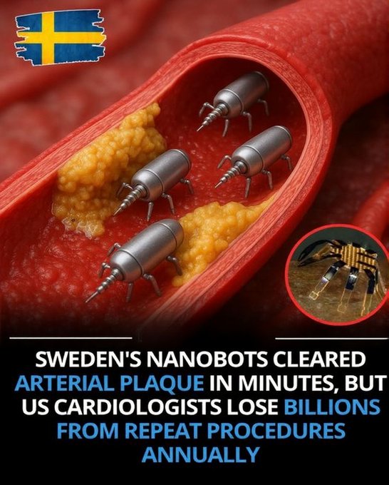 Swedish scientists develop microscopic nanobots that could prevent heart attacks without surgery.

These microscopic machines move through blood vessels, locate hardened buildup, and break it apart with incredible precision — restoring blood flow without the need for stents,