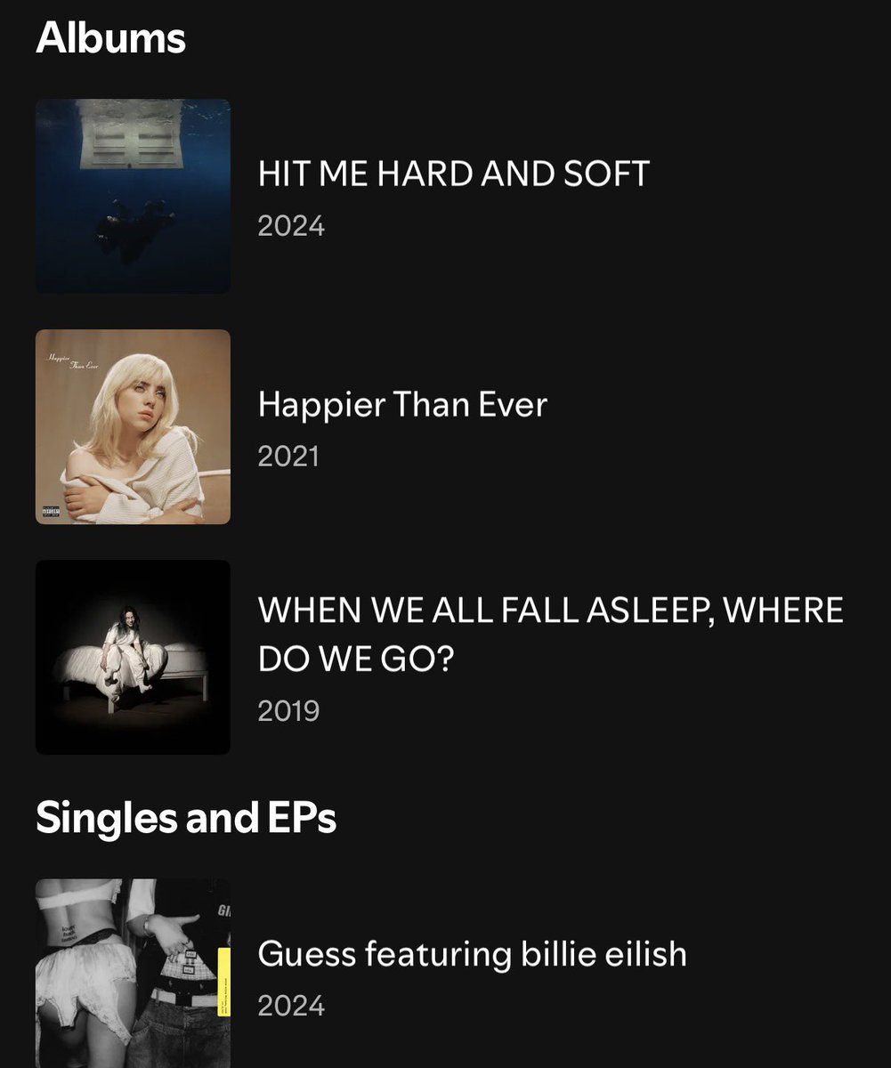 Billie Eilish sharing a post asking people to cancel their Spotify subscriptions but her music is still on it? 😭