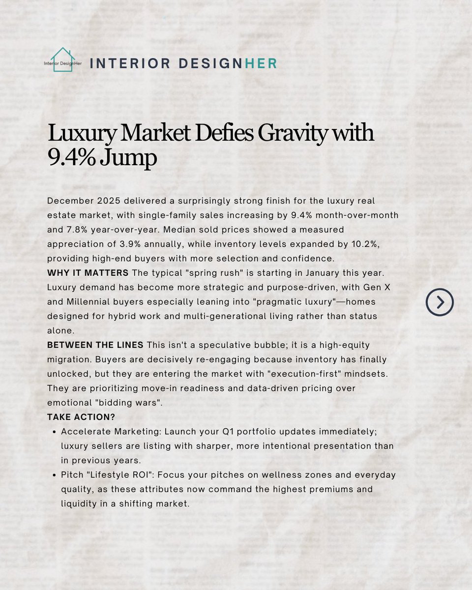 Int_Designher's tweet photo. Get your Interior Design News for January 30, 2026.

As the first month of 2026 is coming to an end, here is the news that will impact your interior design business.

Follow along for regular news updates

#interiordesign #interiordesigner #interiordesigners #ai https://t.co/1lyhHWMd9E