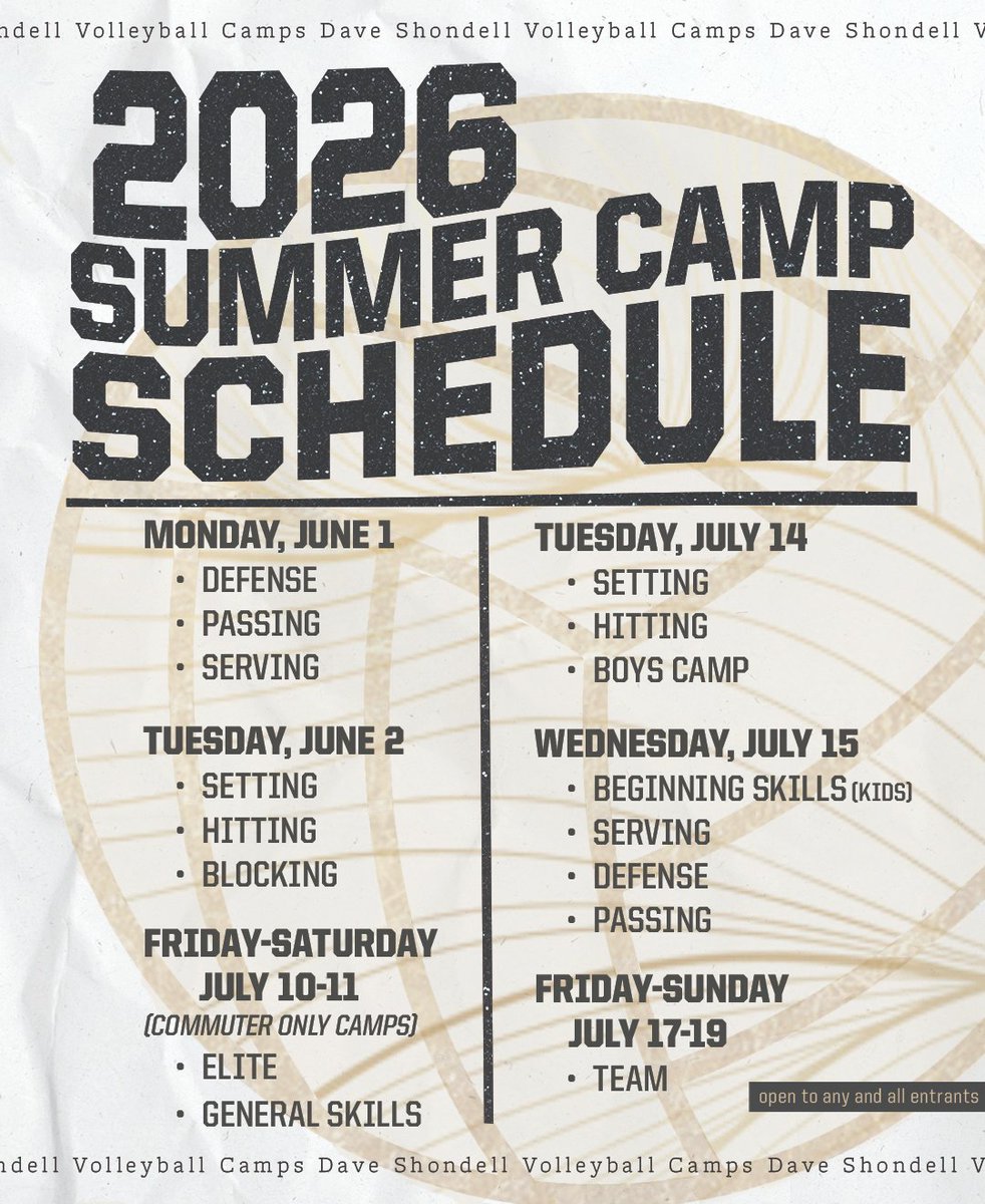 PurdueVB's tweet photo. Camp registrations for this summer is officially open! ☀️🏐

Sign-up today: https://t.co/ubR98XVOMi https://t.co/1dwkYZNbgS