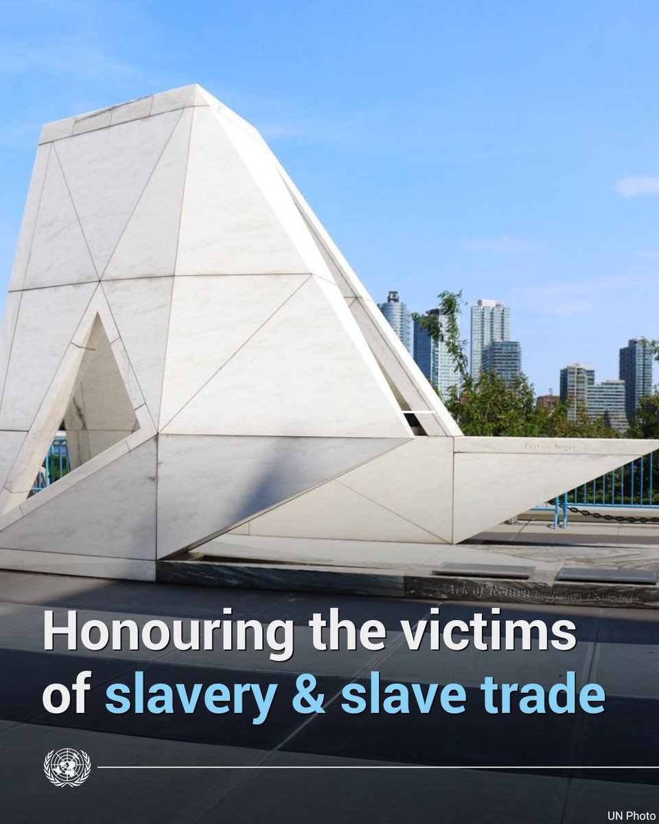 UN's tweet image. 📸: The ‘Ark of Return' at UNHQ in NYC honours the victims of slavery and highlights the lasting impacts of the slave trade.

As #BlackHistoryMonth begins, we are reminded that each of us can help #FightRacism, prejudice and social injustice. un.org/en/fight-racism