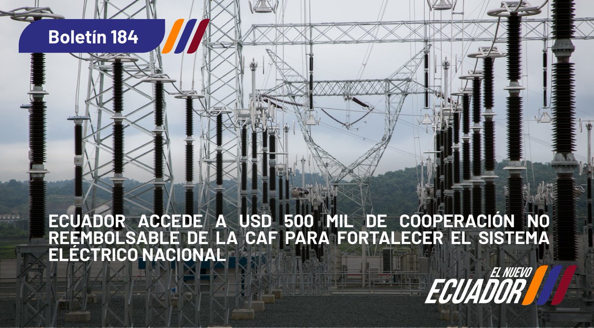 📍¡NOTICIA POSITIVA!

🔷El Gobierno gestionó USD 500 000 en cooperación técnica no reembolsable de la <a href="/AgendaCAF/">CAF</a> para el programa “Apoyo Integral a <a href="/CELECEPOficial/">Corporación Eléctrica del Ecuador</a> para la Expansión del Sistema Eléctrico”, que se ejecutará en 36 meses.

📌Más➡️ acortar.link/1b39TB