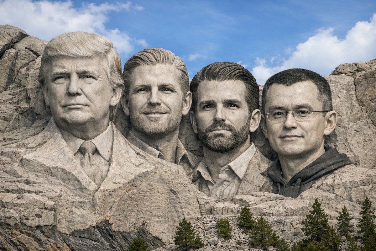 The image generation request - I am premium member of both. 

Create an image in the likeness of Mount Rushmore remove all originals and replace  with - Donald Trump, Eric Trump, Donald Jr Trump and CZ Binance please

SuperGrok  and ChatGPT