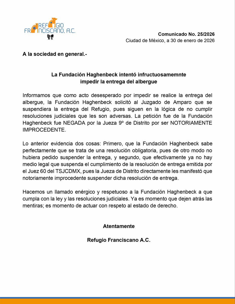 REFUGIO FRANCISCANO AC tweet media