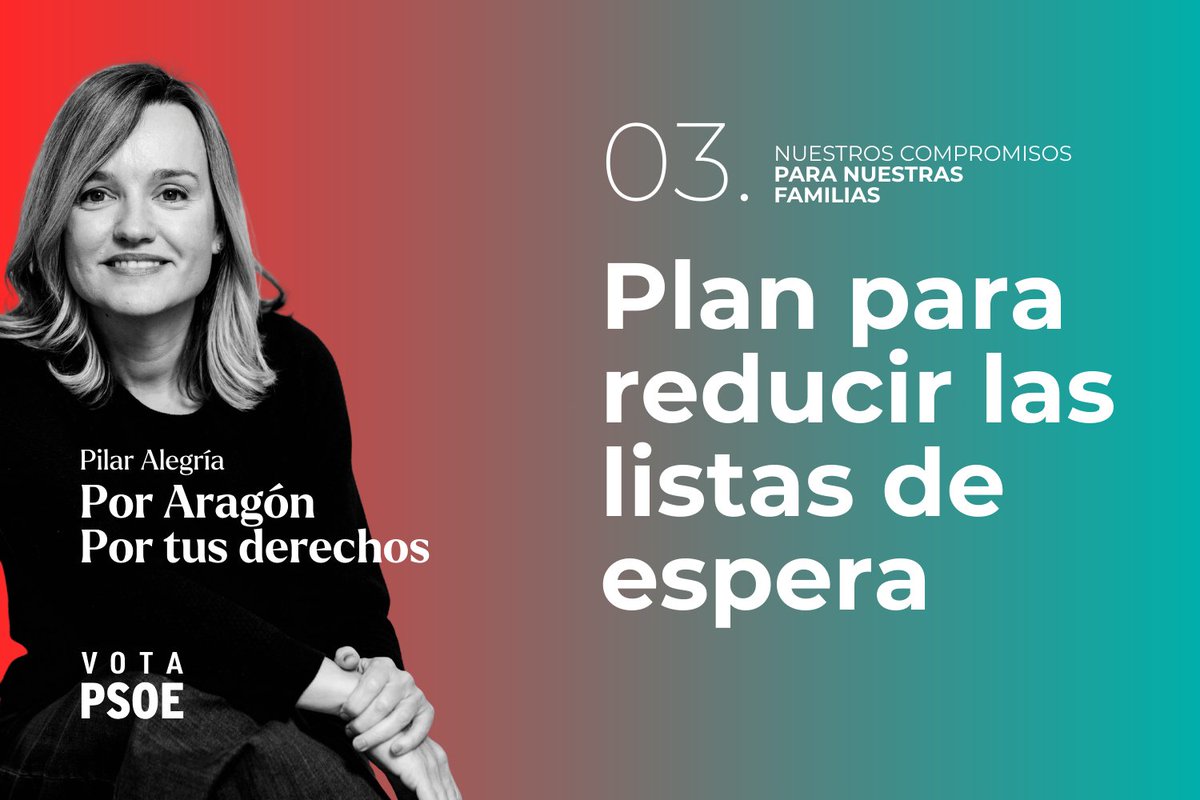 📆 El médico te atenderá en un máximo de 3 días
🚌 Transporte gratis para ir al médico si vives en un pueblo
🏥 Plan de choque para reducir listas de espera
Nosotros sí nos tomamos la sanidad pública en serio
#PorAragón #PorTusDerechos