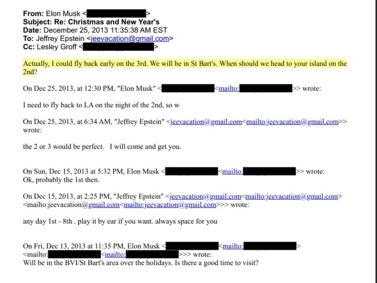 jason_paladino's tweet image. This exchange with @elonmusk from 2013, years after it was known Epstein was a pedophile and trafficker, is pretty damning. Why is he so eager to get to the island? 
Epstein's response: "always space for you"