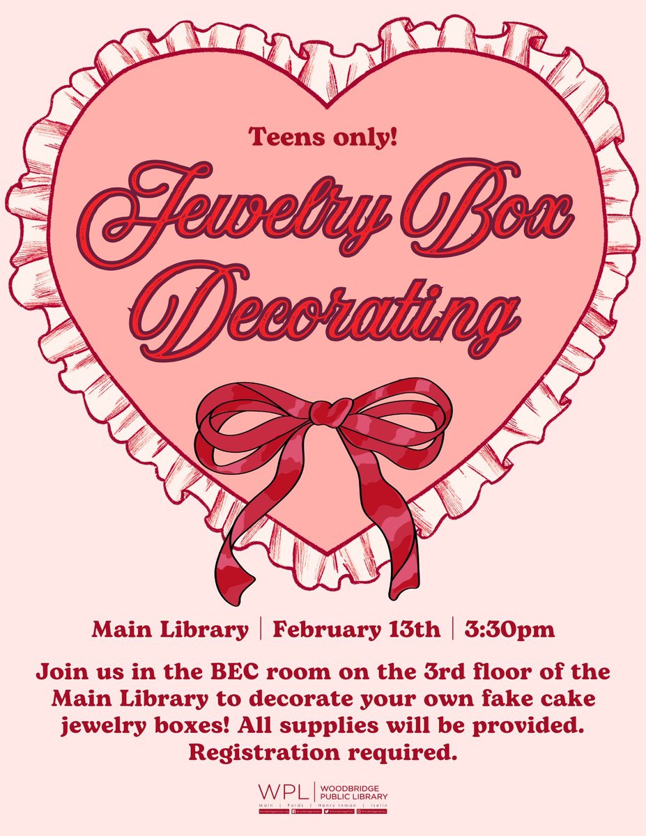 Registration is now available for this fake cake jewelry box DIY! Visit our library calendar for more information.